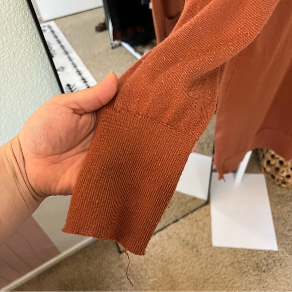 ✨ Nine West Burnt Sienna Pocket Cardigan S | Soft Layering Sweater - Picture 6 of 7